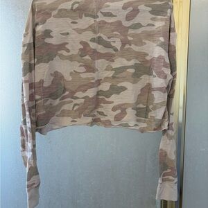 flirtitude Camo Cropped Long Sleeve Top - Olive, Tan, Blush